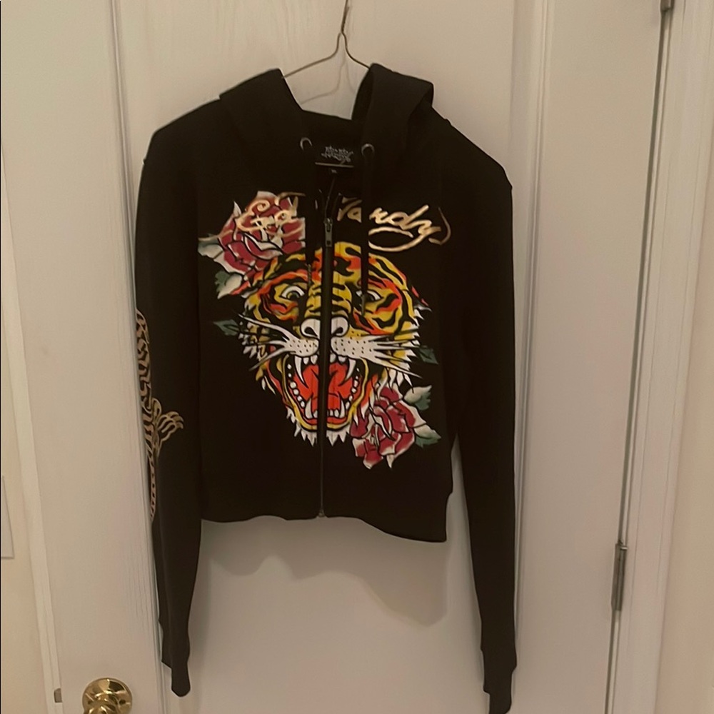 Ed Hardy Black and Red Tiger Graphic Women's Jacket and shorts set